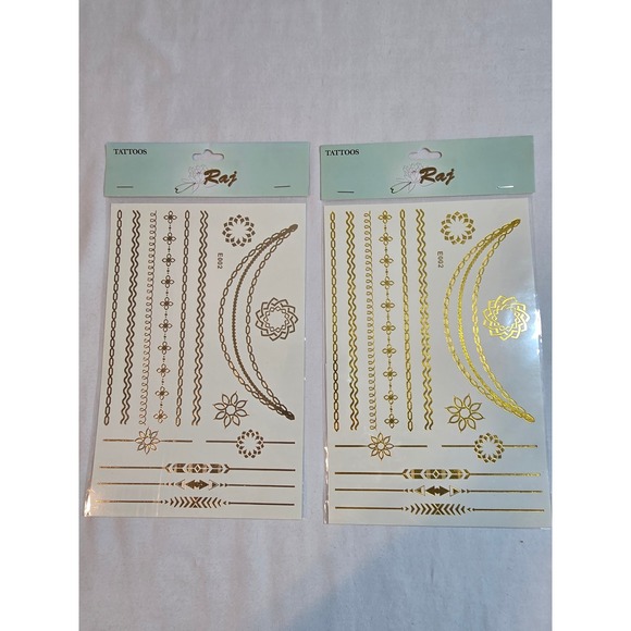 Raj Metallic Temporary Tattoos Gold Silver Body Art  Designs‎ - Picture 4 of 10